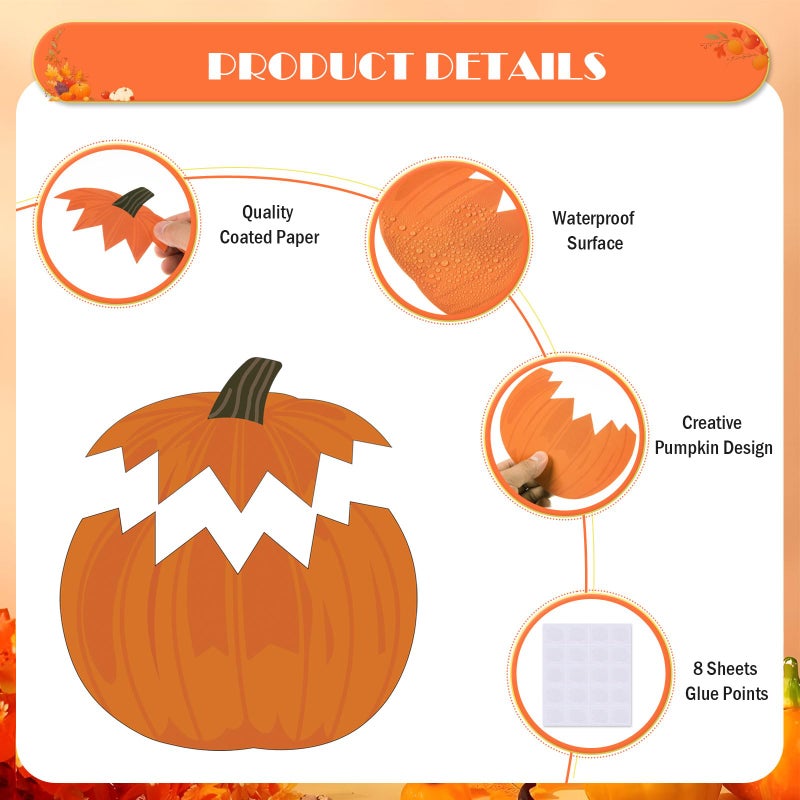 FOBSME 72 Sets Fall Pumpkin Cutouts Paper Pumpkin Cut-Outs Autumn Pumpkins Die-Cuts Thanksgiving Bulletin Board Decoration with Glue Points for DIY Crafts Classroom School Autumn Harvest Party Decor - Image 3